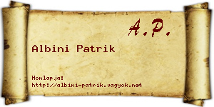 Albini Patrik névjegykártya